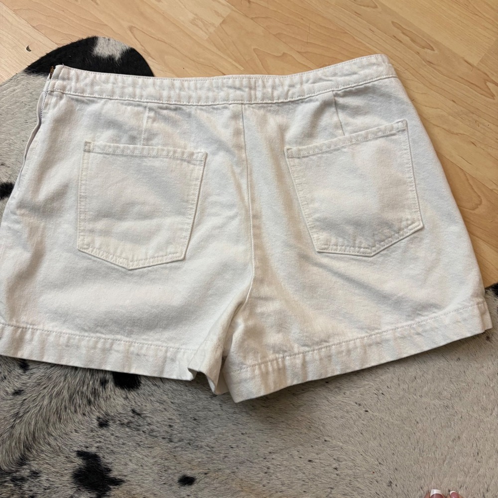 FRAME White The Sailor Snap High-Rise Denim Shorts Size 32‎ - Picture 8 of 11